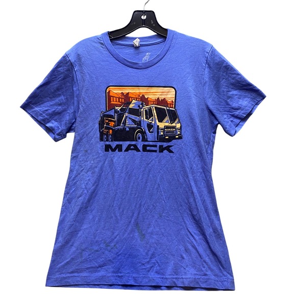 Mack Shirt Womens Medium Heathered‎ Trucker Rugged Workwear Graphic USA Blue - Picture 1 of 12